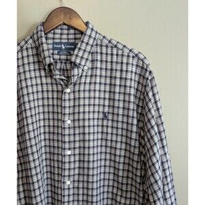 Ralph Lauren Mens Large L Gray McMeel Flannel Shirt Vintage Button Down LS